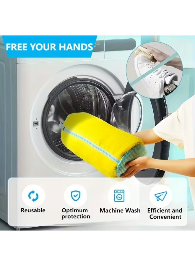 Shoe Washing Bag for Washing Machine, 1 Pack Portable Shoe Care Bag Shoe Bag Washing Machine, Deep Cleaning Shoe Bag, Reusable Shoe Washing Bag for All Shoe Types and Sizes, Yellow - Image 3